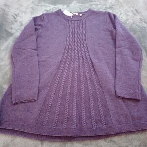 Soft Surroundings Sydney Sweater Heather Purple Cable Knit Womens Size Medium M